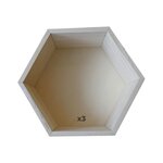 3 étagères hexagones en bois 27 x 23 5 x 10 cm
