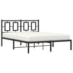 vidaXL Cadre de lit métal sans matelas avec tête de lit noir 135x190cm