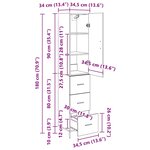 vidaXL Haut Armoire avec tiroir Chêne artisanal 34 5 x 34 x 180 cm