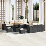 vidaXL Ensemble de canapé de jardin 13 Pièces Noir  Crème 80 x 80 x 71 cm