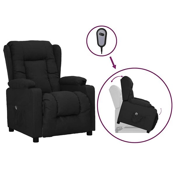 vidaXL Fauteuil Noir Tissu