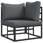 vidaXL Ensemble de canapé de jardin avec coussin 7 Pièces Noir Aluminium