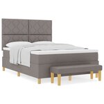 vidaXL Lit à ressort avec matelas et banc taupe 140x190 cm tissu