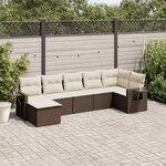 vidaXL Salon de jardin avec coussins 7 Pièces marron résine tressée