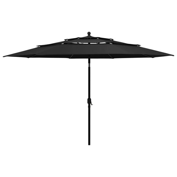 vidaXL Parasol de jardin à 3 niveaux avec mât en aluminium noir 3 5 m