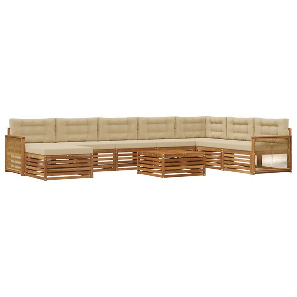 vidaXL Ensemble de canapés d'extérieur 9 pc Naturel et Beige