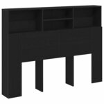 vidaXL Armoire tête de lit - noir chêne  140 x 19 x 103 5 cm  fabriquée en bois d'ingénierie.