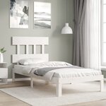 vidaXL Cadre de lit avec tête de lit blanc 90x200 cm bois massif