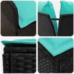 vidaXL Ensembles de meubles 6 Pièces Noir et turquoise Rotin PE