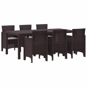 vidaXL Ensemble de salle à manger pour jardin 7 Pièces Marron Rattan Polt