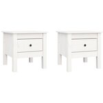 vidaXL Tables d'appoint 2 Pièces Blanc 40x40x39 cm Bois massif de pin