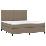 vidaXL Sommier à lattes de lit et matelas et LED Taupe 180x200cm Tissu