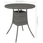 vidaXL Table de jardin Gris 70x70x73 cm Résine tressée