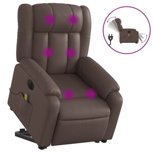 vidaXL Fauteuil inclinable de massage électrique marron similicuir