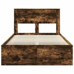 vidaXL Cadre de lit Chêne fumé 135 x 190 cm Bois de pin massif