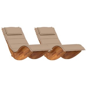 vidaXL Transat avec coussin 2 Pièces Marron Bois d'Acacia Massif