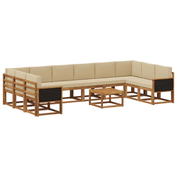 vidaXL Ensemble de canapés d'extérieur 11 pc Naturel et Beige
