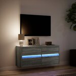 vidaXL Meuble TV mural avec lumières LED sonoma gris 100x31x45 cm