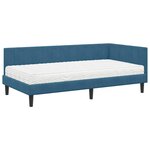vidaXL Cadre de lit d'angle avec matelas Bleu 100 x 200 cm Velours