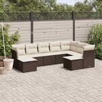 vidaXL Salon de jardin avec coussins 9 Pièces marron résine tressée