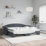 vidaXL Lit de jour avec gigogne et matelas gris foncé 90x190cm velours