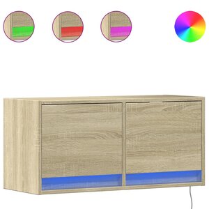 vidaXL Meuble TV mural avec lumières LED chêne sonoma 80x31x35 cm