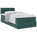 vidaXL Cadre de lit ottoman avec matelas vert foncé 100x200 cm velours