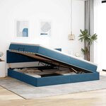 vidaXL Lit de Rangement avec matelas Bleu foncé 200 x 200 cm Velours