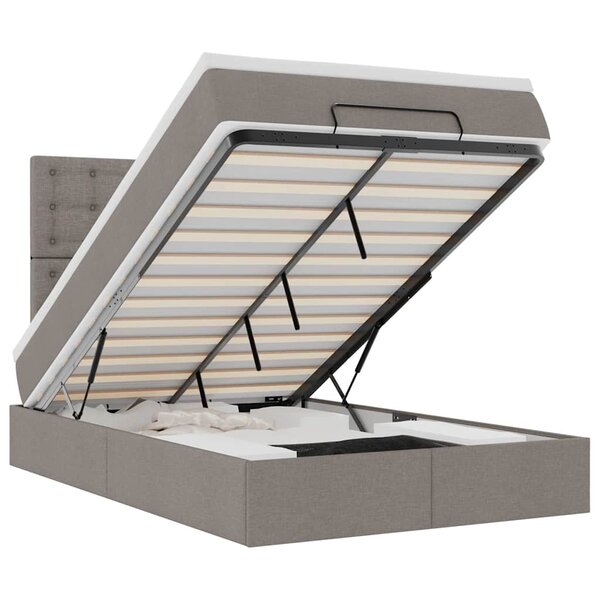 vidaXL Cadre de lit ottoman avec matelas taupe 120x200 cm tissu