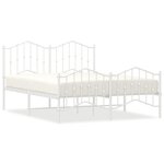 vidaXL Cadre de lit métal sans matelas et pied de lit blanc 140x190 cm