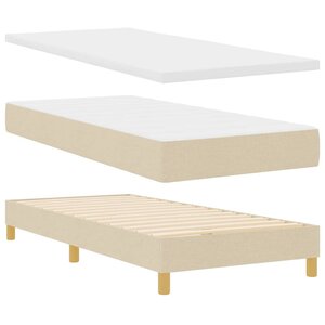 vidaXL Lit à ressorts avec matelas Crème 90 x 190 cm tissu