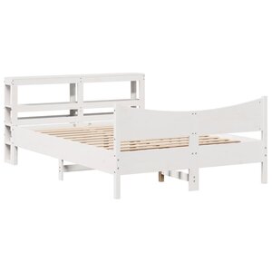 vidaXL Cadre de lit avec tête de lit blanc 150x200 cm bois pin massif