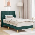 vidaXL Cadre de lit avec tête de lit Vert foncé 100 x 200 cm tissu