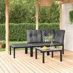 vidaXL Salon de jardin 4 Pièces noir et gris résine tressée