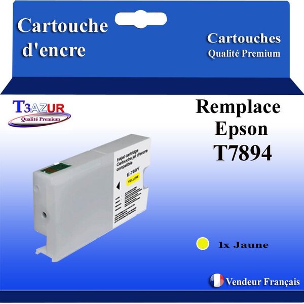 T3AZUR- Cartouche Compatible pour Epson T7894 T7904 T7914 Jaune