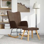 vidaXL Chaise à bascule avec tabouret Marron Tissu