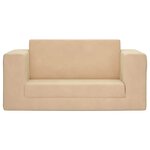 vidaXL Canapé-lit pour enfants 2 places crème peluche douce