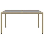 vidaXL Table de jardin 150x90x75 cm Verre trempé/résine tressée Beige
