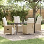 vidaXL Ensemble de salle à manger de jardin de 5 pièces avec coussins en Beige Poly Rattan