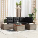 vidaXL Ensemble de canapé de jardin avec coussin 5 Pièces Gris Poly rotin