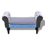 Banc banquette design avec patchwork bleu et blanc 02_0010995
