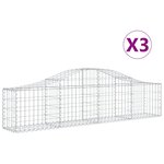 vidaXL Paniers à gabions arqués 3 Pièces 200x30x40/60 cm Fer galvanisé