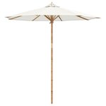vidaXL Parasol de jardin Ø 240 x 260 cm Bambou Rond Crème blanc