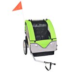 vidaXL Remorque de vélo gris et vert 30 kg