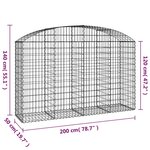 vidaXL Panier de gabions arqué 200x50x120/140 cm Fer galvanisé