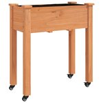 vidaXL Jardinière sur roues avec doublure brun 71x37x80 cm bois sapin