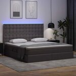 vidaXL Lit avec rangement et LED Gris 160 x 200 cm Simili cuir