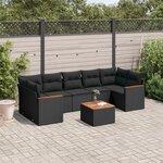 vidaXL Salon de jardin 8 Pièces avec coussins noir résine tressée