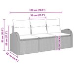 vidaXL Ensemble de canapé de jardin 3 pièces avec coussins Noir Rotin Poly