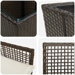 Set de Bistro de Jardin 3 Pièces avec Coussins en Poly Rattan Marron
